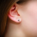 Load image into Gallery viewer, Philia mono earring set with a pink sapphire
