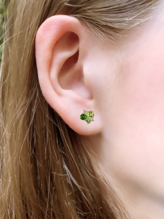 18k rose gold peridot diopside pointillist single earring