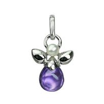 Pendentif Ange Ariel Or blanc Améthyste Perle blanche