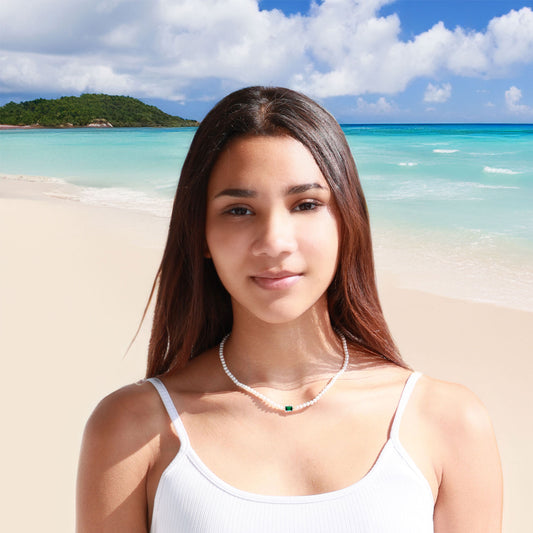 Collier Perles Lagon Emeraude Royal