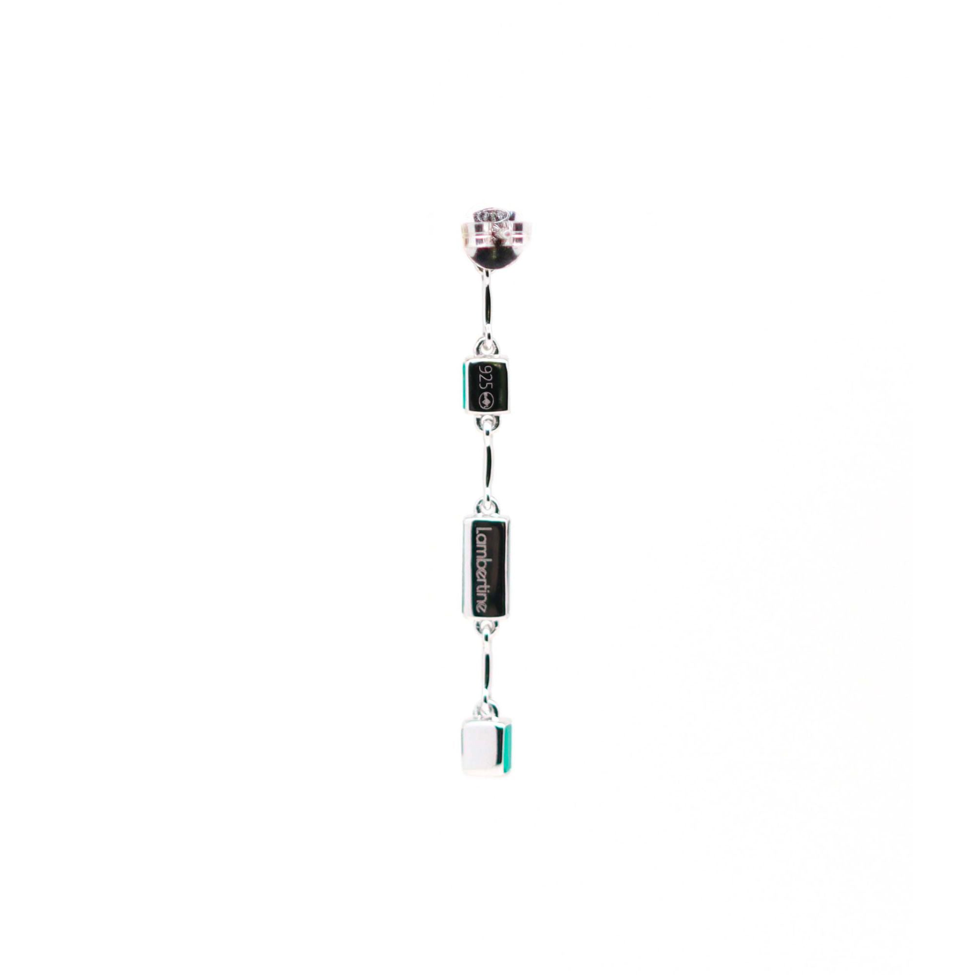 Louisette single right earring in silver, black and green onyx