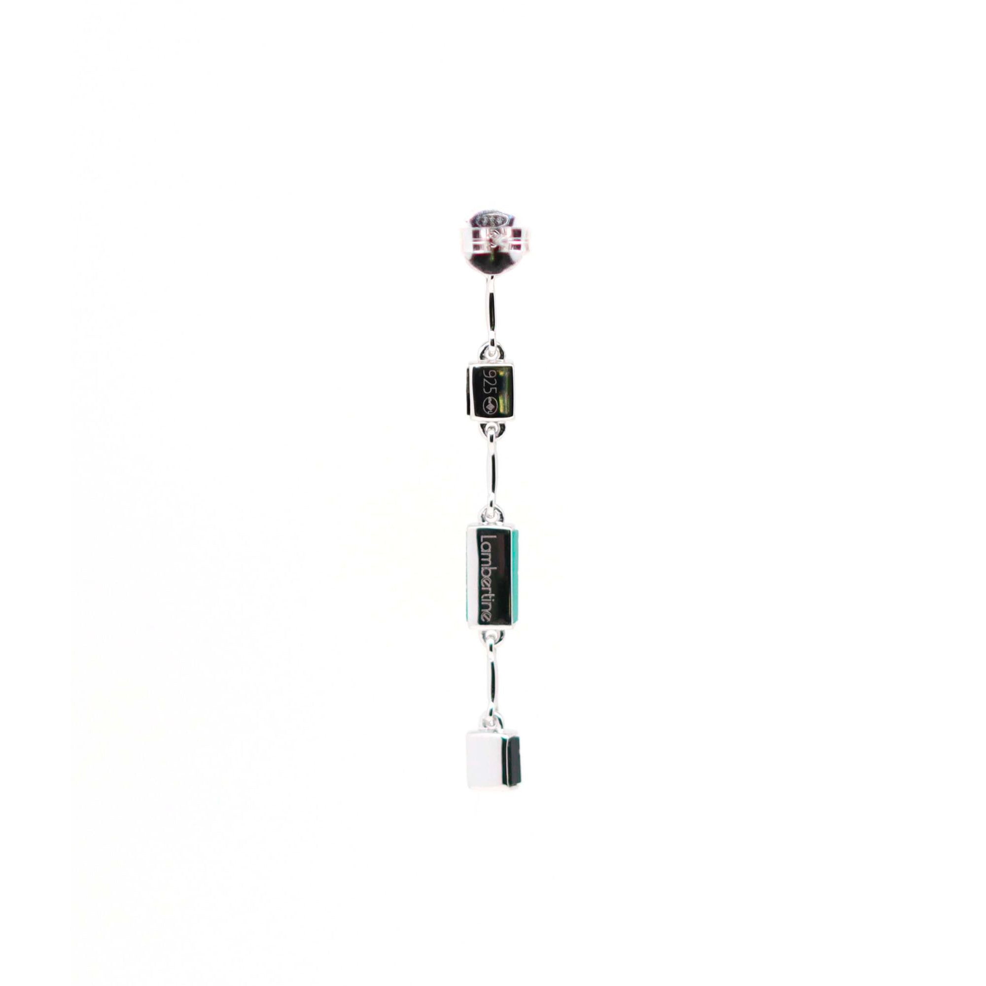 Louisette single left earring in silver, black and green onyx