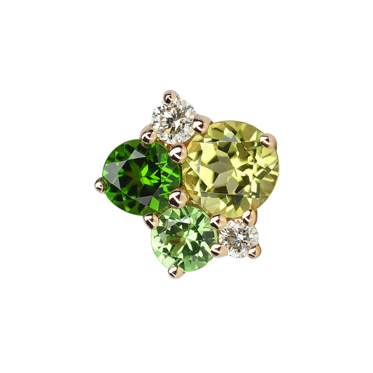 18k rose gold peridot diopside pointillist single earring