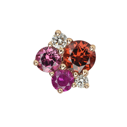 18k rose gold rhodolite garnet pointillist single earring