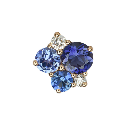 Single pointillist iolite tanzanite earring in 18k rose gold