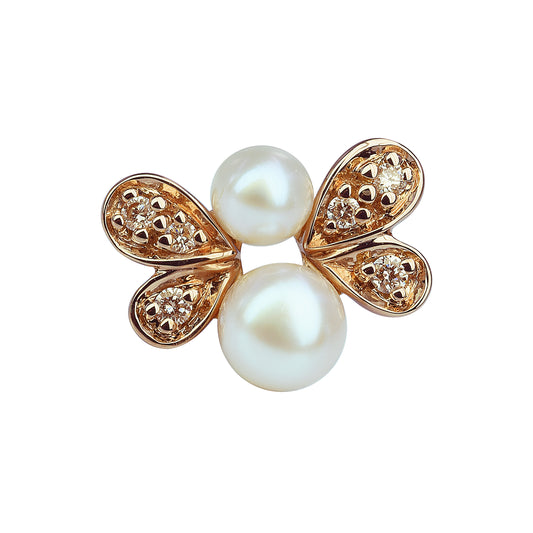 Single imperial bee earring in rose gold with champagne diamond and white pearl