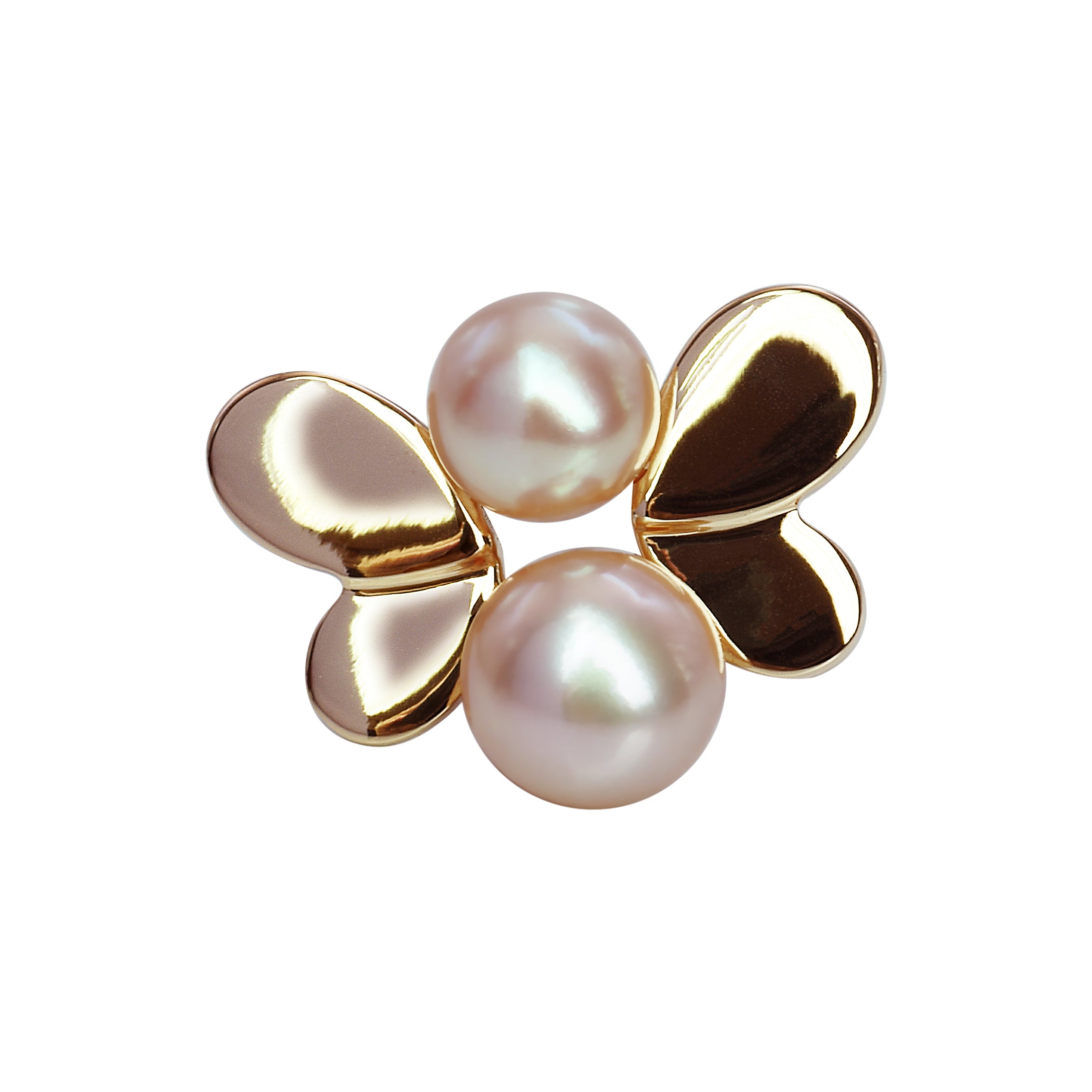 Single imperial bee earring in rose gold with pink pearl