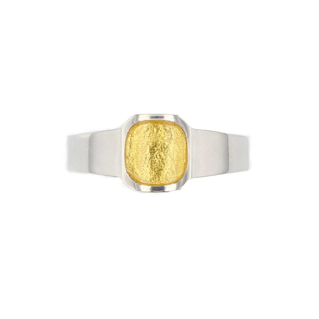Bague Héméra en argent, feuille d'or et email grand feu