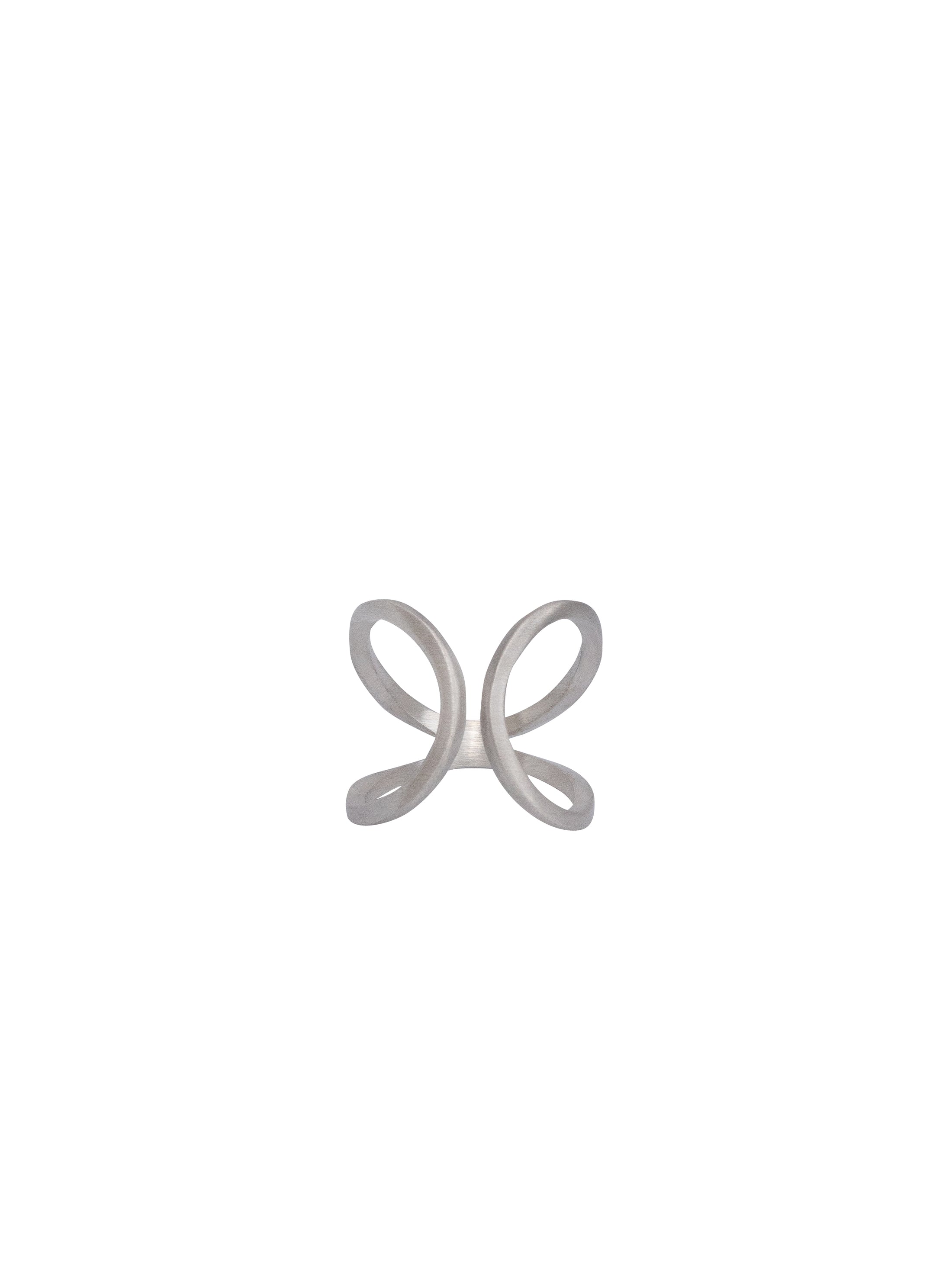 Intrépide satin silver single earring