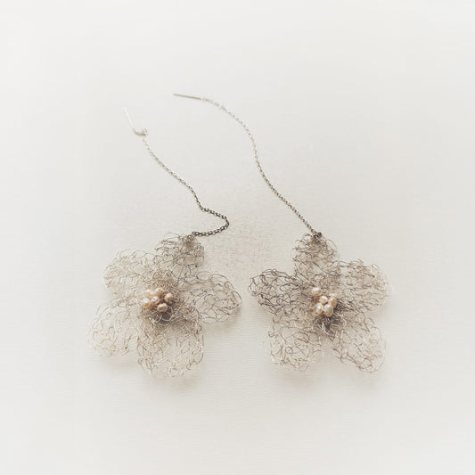 Boucles d'oreilles Paix argent et perles naturelles