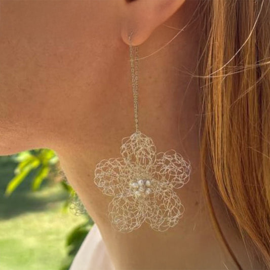 Boucles d'oreilles Paix argent et perles naturelles