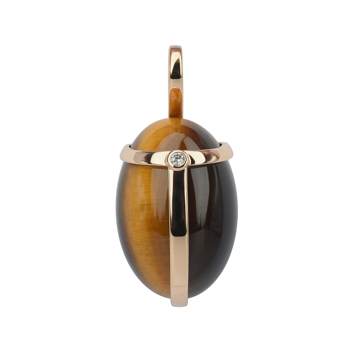 Khepri yellow gold diamond tiger's eye pendant – Singularity Galleries