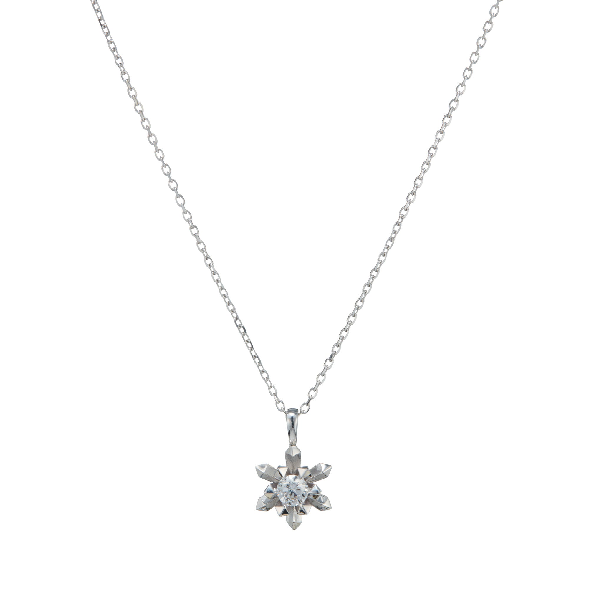 Silver quartz and diamond necklace