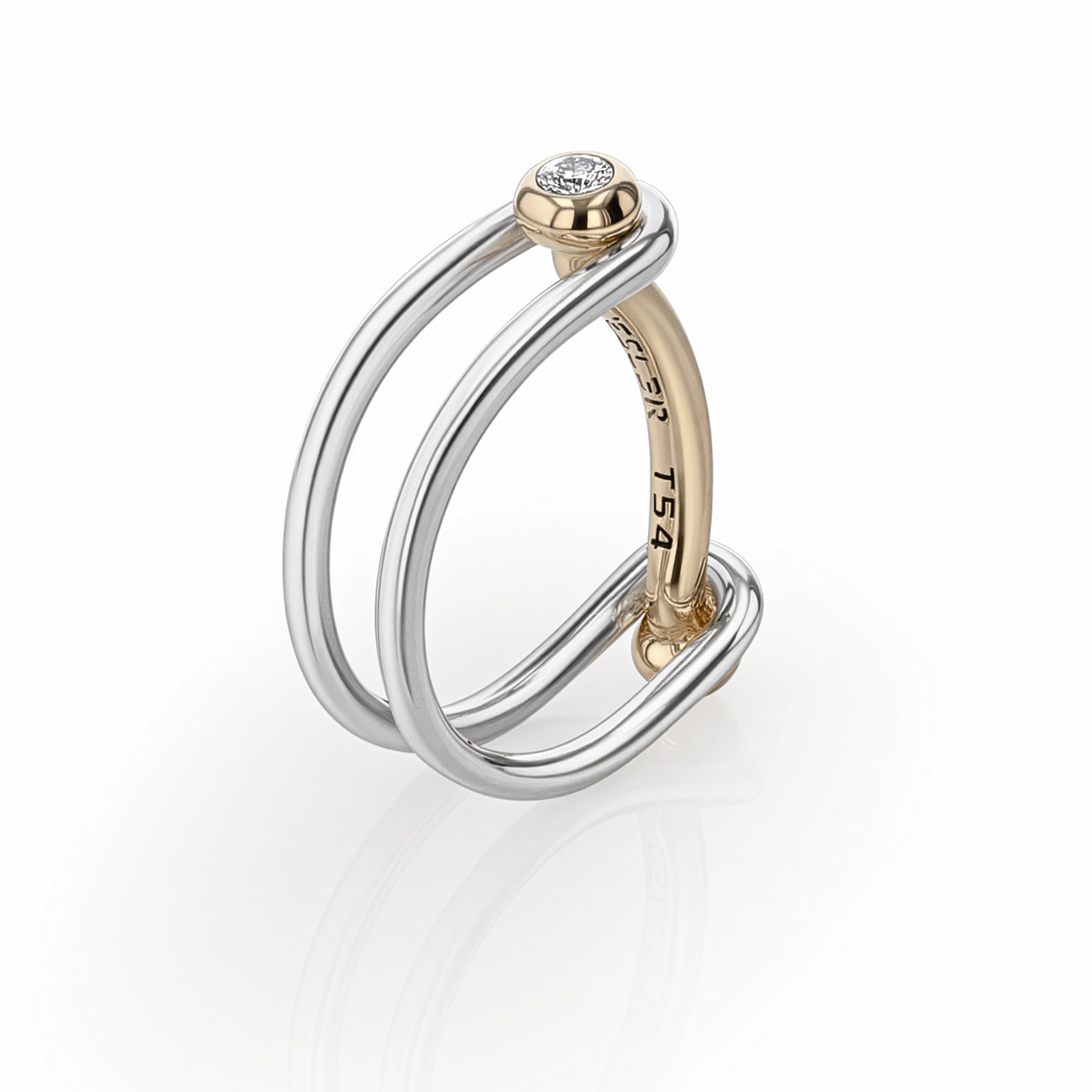 Switch ring in gold, diamond and silver